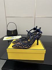 Fendi Colibri Lite Medium Heeled Slingbacks in Navy Blue FF Velvet  - 3