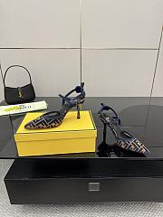 Fendi Colibri Lite Medium Heeled Slingbacks in Navy Blue FF Velvet  - 5