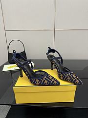 Fendi Colibri Lite Medium Heeled Slingbacks in Navy Blue FF Velvet  - 6