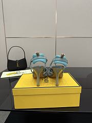 Fendi Colibri Lite Medium Heeled Slingbacks in Light Blue FF Velvet  - 2