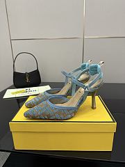 Fendi Colibri Lite Medium Heeled Slingbacks in Light Blue FF Velvet  - 6