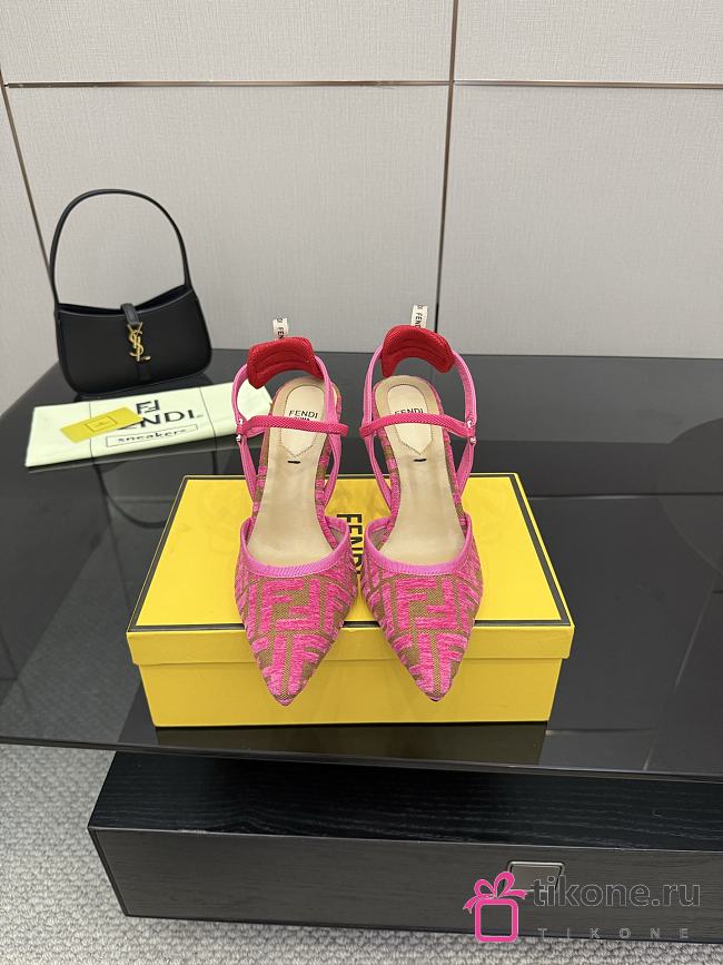 Fendi Colibri Lite Medium Heeled Slingbacks in Pink FF Velvet  - 1