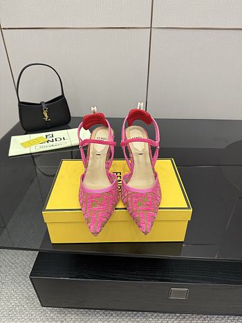 Fendi Colibri Lite Medium Heeled Slingbacks in Pink FF Velvet 