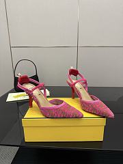 Fendi Colibri Lite Medium Heeled Slingbacks in Pink FF Velvet  - 6