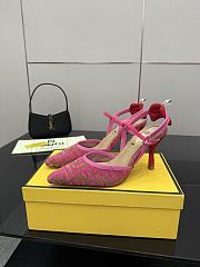 Fendi Colibri Lite Medium Heeled Slingbacks in Pink FF Velvet  - 3