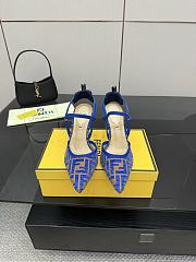 Fendi Colibri Lite Medium Heeled Slingbacks in Blue FF Velvet  - 1