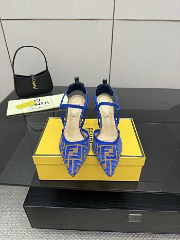 Fendi Colibri Lite Medium Heeled Slingbacks in Blue FF Velvet 
