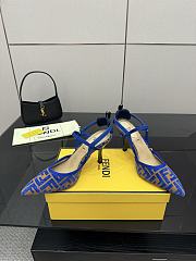 Fendi Colibri Lite Medium Heeled Slingbacks in Blue FF Velvet  - 6