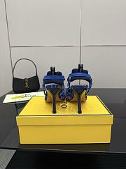 Fendi Colibri Lite Medium Heeled Slingbacks in Blue FF Velvet  - 4