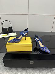 Fendi Colibri Lite Medium Heeled Slingbacks in Blue FF Velvet  - 3