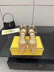 Fendi Colibri Lite Medium Heeled Slingbacks in Beige FF Velvet  - 1