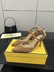 Fendi Colibri Lite Medium Heeled Slingbacks in Beige FF Velvet  - 6