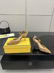 Fendi Colibri Lite Medium Heeled Slingbacks in Beige FF Velvet  - 4
