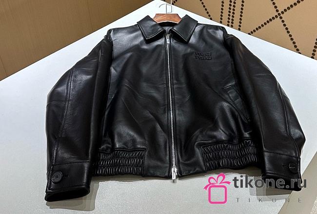 Miumiu Black Plonge Nappa Leather Jacket  - 1