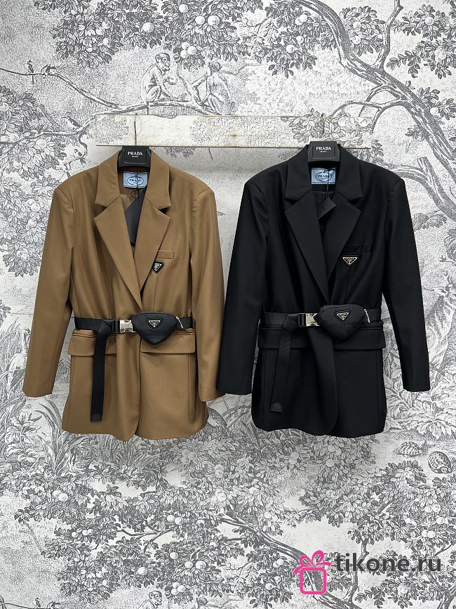 Prada Padded Belted Jacket Black - 1