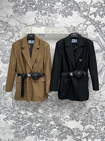 Prada Padded Belted Jacket Black