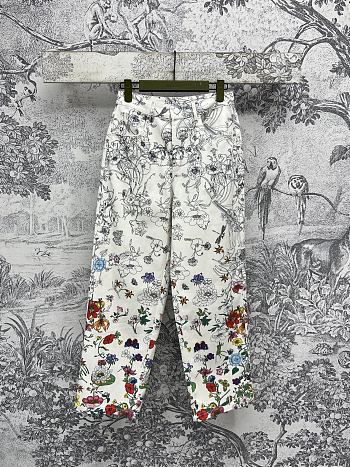 Gucci Printed Jeans In White And Multicolor