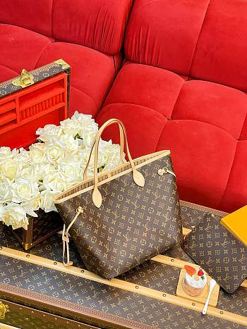 LV Neverfull MM Monogram Canvas Beige M46975 - 31x28x14cm