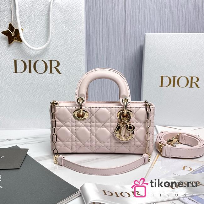 Dior Small Lady D-Joy Bag Powder Pink Cannage Lambskin - 22x11.5x6cm - 1