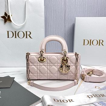 Dior Small Lady D-Joy Bag Powder Pink Cannage Lambskin - 22x11.5x6cm