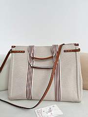 Valentino Garavani Antibes Canvas Bag Natural/Tobacco - 41x33x20cm - 6