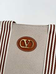 Valentino Garavani Antibes Canvas Bag Natural/Tobacco - 41x33x20cm - 5