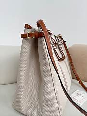 Valentino Garavani Antibes Canvas Bag Natural/Tobacco - 41x33x20cm - 4