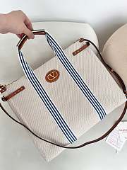Valentino Garavani Antibes Canvas Bag Natural/Blue - 41x33x20cm - 3