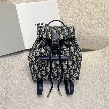 Kids' Backpack Beige and Blue Dior Oblique Jacquard - 18x19.5x10.5cm