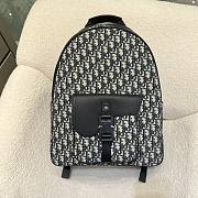 Saddle Zip Backpack Beige and Black Dior Oblique Jacquard with Black Grained Calfskin - 33x43.5x19.5cm - 1