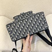 Saddle Zip Backpack Beige and Black Dior Oblique Jacquard with Black Grained Calfskin - 33x43.5x19.5cm - 4