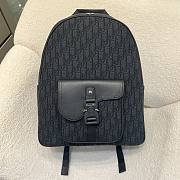 Saddle Zip Backpack Black Dior Oblique Jacquard and Black Grained Calfskin - 33x43.5x19.5cm - 6