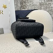 Saddle Backpack with Flap Black Dior Oblique Jacquard and Black Grained Calfskin - 26.5x41x14.5cm - 6