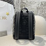 Saddle Backpack with Flap Beige and Black Dior Oblique Jacquard with Black Grained Calfskin - 26.5x41x14.5cm - 5