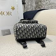 Saddle Backpack with Flap Beige and Black Dior Oblique Jacquard with Black Grained Calfskin - 26.5x41x14.5cm - 2