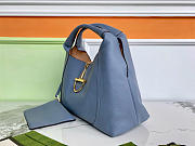 Gucci Softbit Maxi Shoulder Bag Dusty Blue Grainy Leather - 46x26x16cm - 4