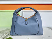 Gucci Softbit Maxi Shoulder Bag Dusty Blue Grainy Leather - 46x26x16cm - 6