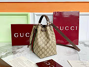Gucci Ophidia Bucket In Beige Dark Brown GG Monogram Brown Leather - 21.5×21×13cm - 5