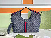 Gucci Giglio Large Tote Bag Blue And White GG Denim - 60×47×16cm - 1