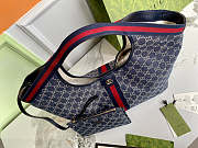 Gucci Giglio Large Tote Bag Blue And White GG Denim - 60×47×16cm - 2
