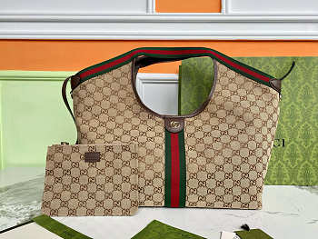 Gucci Giglio Large Tote Bag Beige And Brown GG Canvas - 60×47×16cm