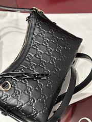 Gucci GG Emblem Small Shoulder Bag Black GG Leather - 22×14x8cm - 3