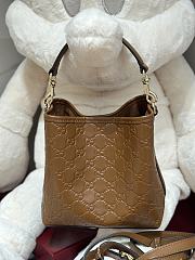 Gucci GG Emblem Small Shoulder Bag Brown GG Leather - 19x18x11cm - 2
