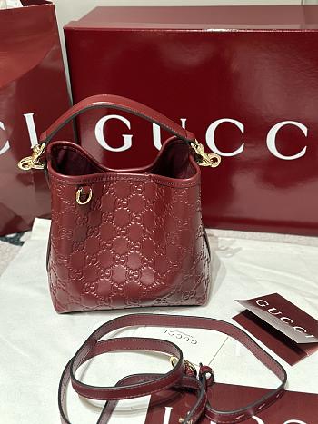 Gucci GG Emblem Small Shoulder Bag Rosso Ancora Red GG Leather - 19x18x11cm
