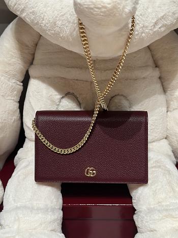 Gucci GG Marmont Wallet On Chain Rosso Ancora Red And Pink Leather - 20x12.5x4cm