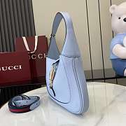 Gucci Jackie 1961 Medium Bag Dusty Blue Grainy Leather - 27.5x19x4cm - 4