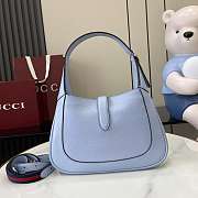 Gucci Jackie 1961 Medium Bag Dusty Blue Grainy Leather - 27.5x19x4cm - 5