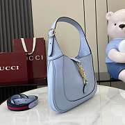 Gucci Jackie 1961 Medium Bag Dusty Blue Grainy Leather - 27.5x19x4cm - 6