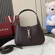 Gucci Jackie 1961 Medium Bag Dark Brown Grainy Leather - 27.5x19x4cm - 1