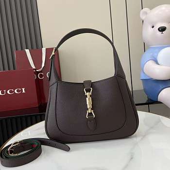 Gucci Jackie 1961 Medium Bag Dark Brown Grainy Leather - 27.5x19x4cm